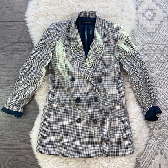 Zara Jackets & Blazers - Zara Plaid Double Breasted Blazer